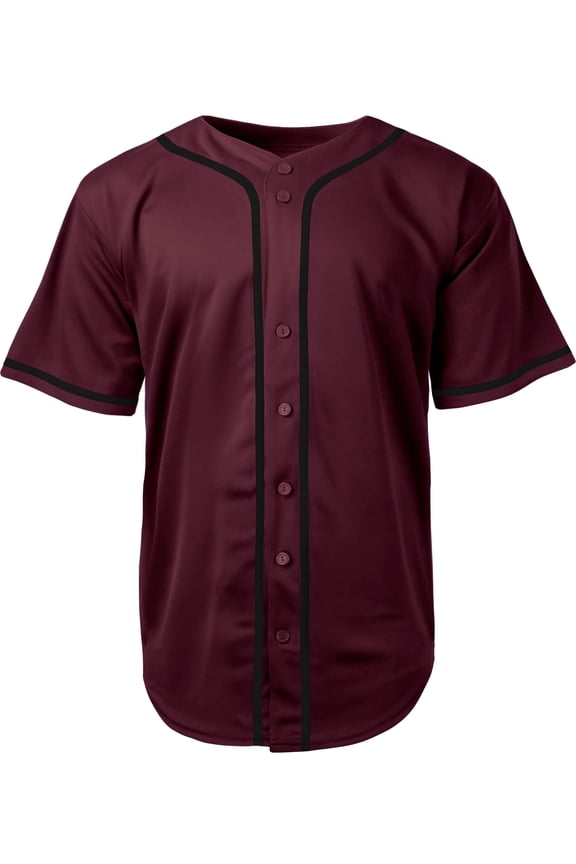 Mens Team Sports Printable Blank Jersey Baseball Collar Button Up T Shirts