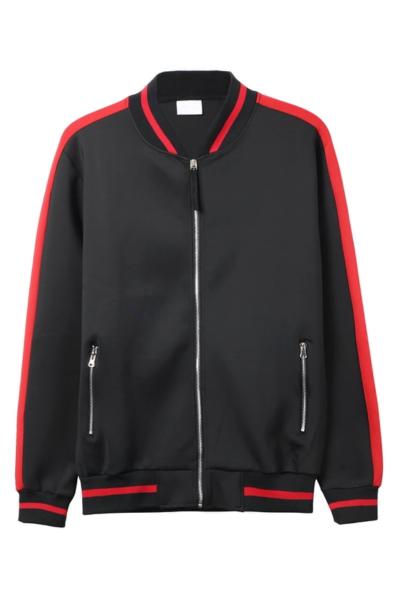 Mens Track Bomber Jacket Full Zip Lightweight Casual Stretch Slim Fit