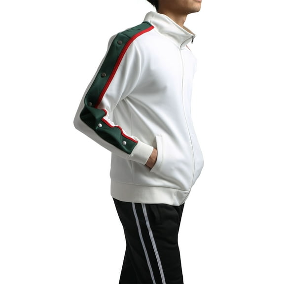 Ma Croix Mens Track Jacket with Button Sleeve Accents Full Zip Active Slim Fit