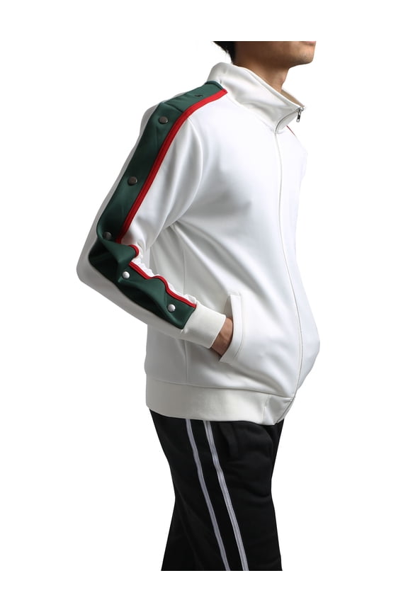 Mens Track Jacket with Button Sleeve Accents Full Zip Active Slim Fit