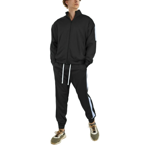 Ma Croix Mens Tracksuit USA Made Striped Active Workout Casual Sweat Suit Combo