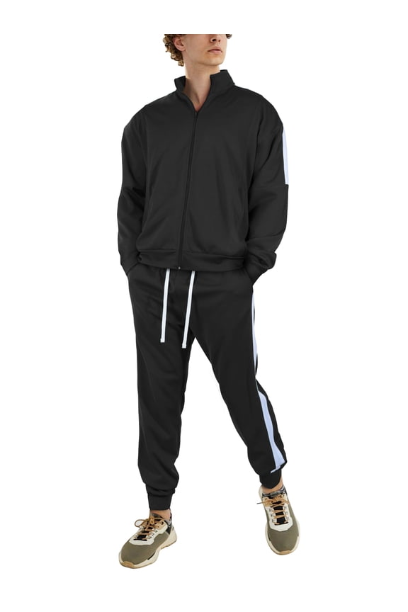 Mens Tracksuit USA Made Striped Active Workout Casual Sweat Suit Combo