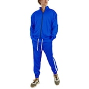 Ma Croix Mens Tracksuit USA Made Striped Active Workout Casual Sweatsuit Jacket & Pants Set