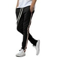 thumbnail image 1 of Ma Croix Mens Tri Color Stripe Zipper Pants Three Tone Skinny Fit Elastic Athletic Training Bottom, 1 of 6