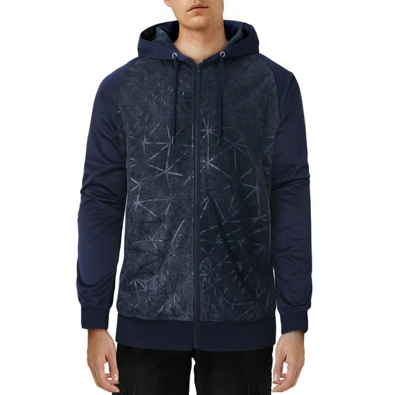 Ma Croix Mens Triangle Pattern Hoodie Zipper Sweater