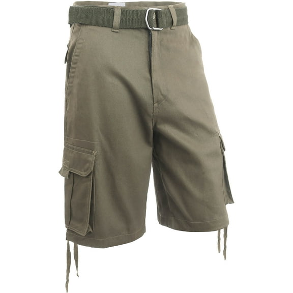 Ma Croix Mens Twill Cargo Shorts with Belt Loose Fit Multi Pocket Cotton Camouflage Outdoor Utility Wear