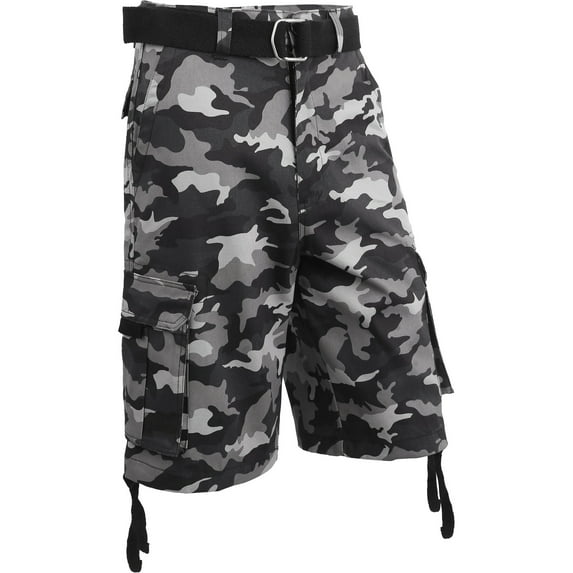 Ma Croix Mens Twill Cargo Shorts with Belt Loose Fit Multi Pocket Cotton Camouflage Outdoor Utility Wear