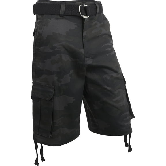 Ma Croix Mens Twill Cargo Shorts with Belt Loose Fit Multi Pocket Cotton Camouflage Outdoor Utility Wear