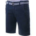 thumbnail image 1 of Ma Croix Mens Twill Chino Shorts with Belt Casual Roll Up Flat Front Classic Fit Pants, 1 of 5