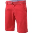 thumbnail image 1 of Ma Croix Mens Twill Chino Shorts with Belt Casual Roll Up Flat Front Classic Fit Pants, 1 of 5