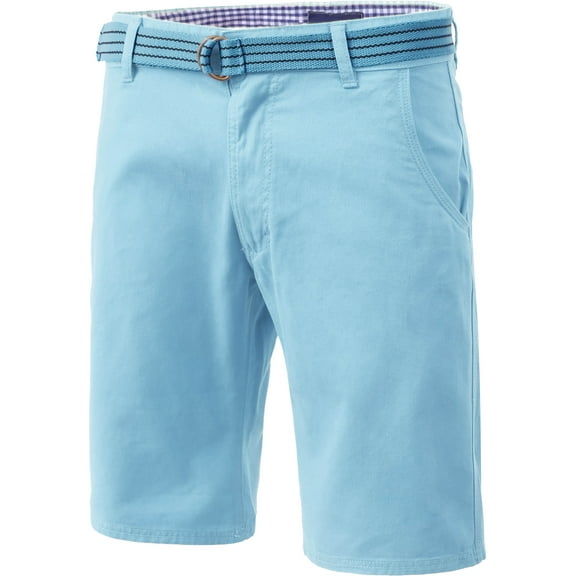 Ma Croix Mens Twill Chino Shorts with Belt Casual Roll Up Flat Front Classic Fit Pants