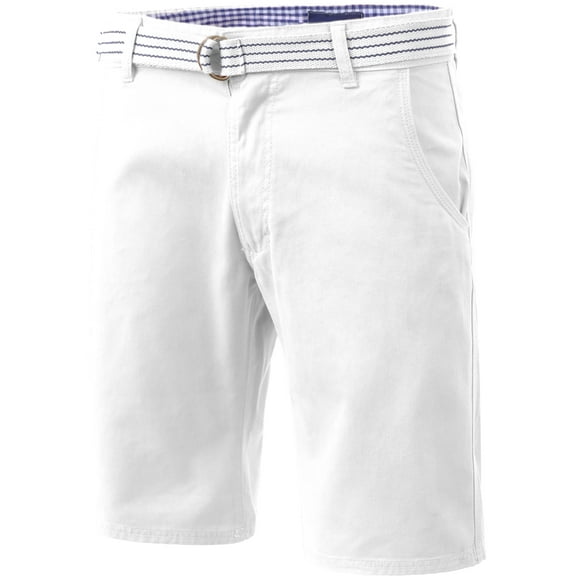 Ma Croix Mens Twill Chino Shorts with Belt Casual Roll Up Flat Front Classic Fit Pants