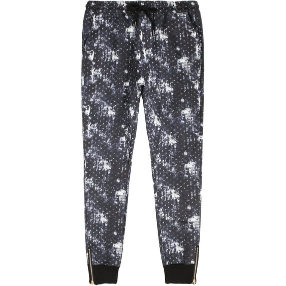 Ma Croix Mens Twill Jogger Pants with Ankle Zipper Star Elastic Cotton Pants