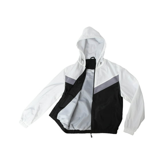 Ma Croix Mens Two Tone Windbreaker Hooded Jacket Lightweight Slim Fit Casual Hoodie