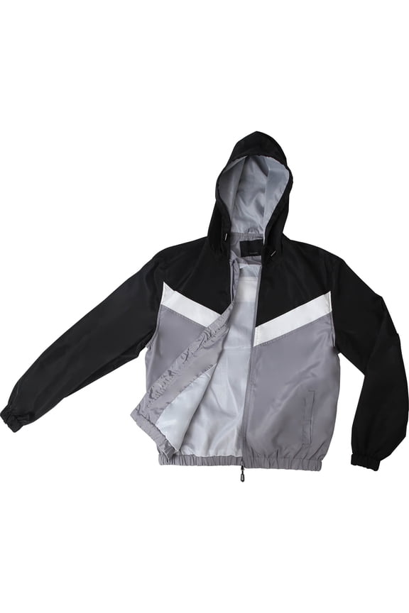 Mens Two Tone Windbreaker Hooded Jacket Lightweight Slim Fit Casual Hoodie