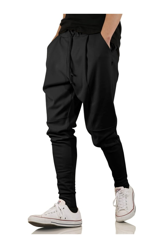 Mens Viscose Harem Jogger Elastic Loose Fit Drop Crotch Pants