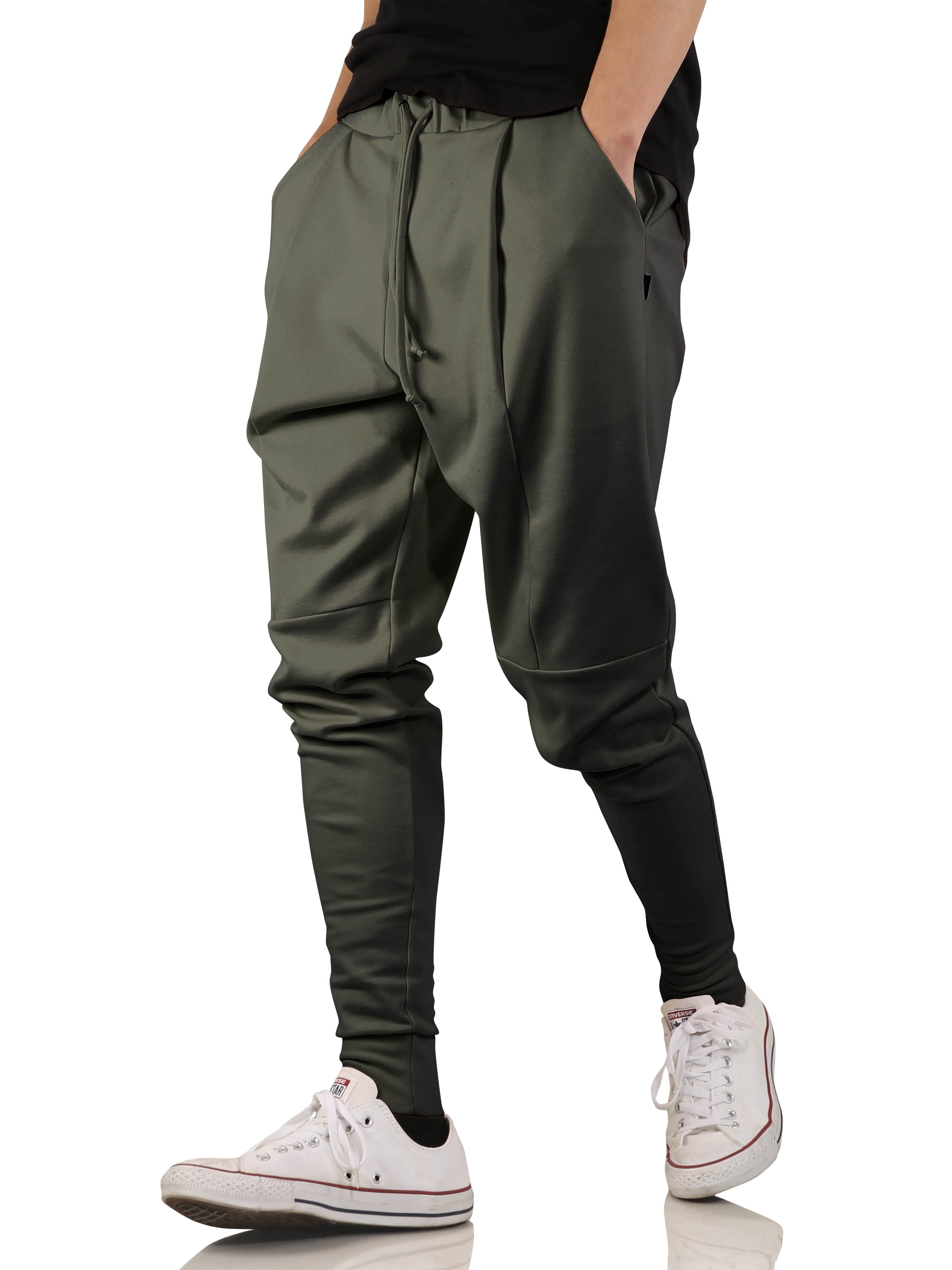 Ma Croix Mens Viscose Harem Jogger Elastic Loose Fit Drop Crotch