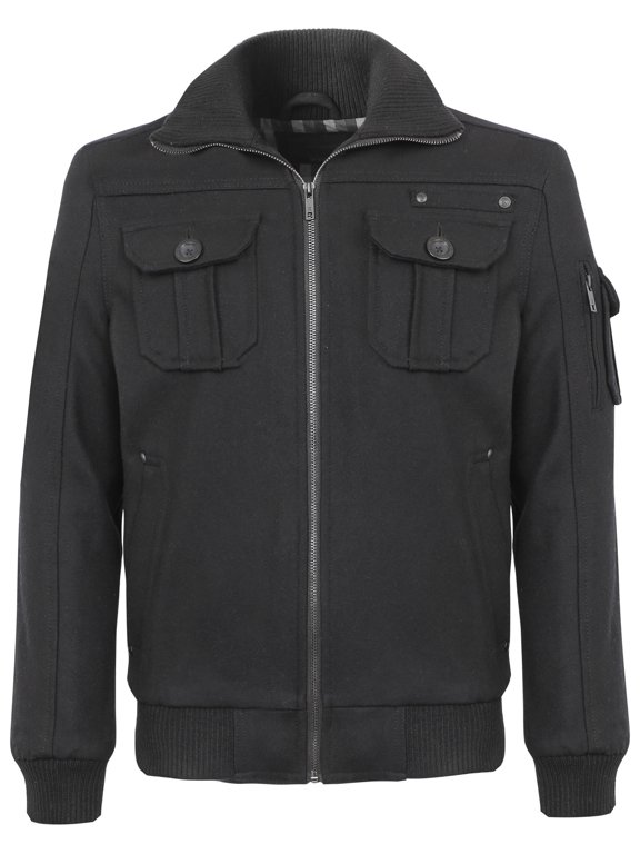 Mens Winter Military Commander Bomber Jacket with Two Front Pockets