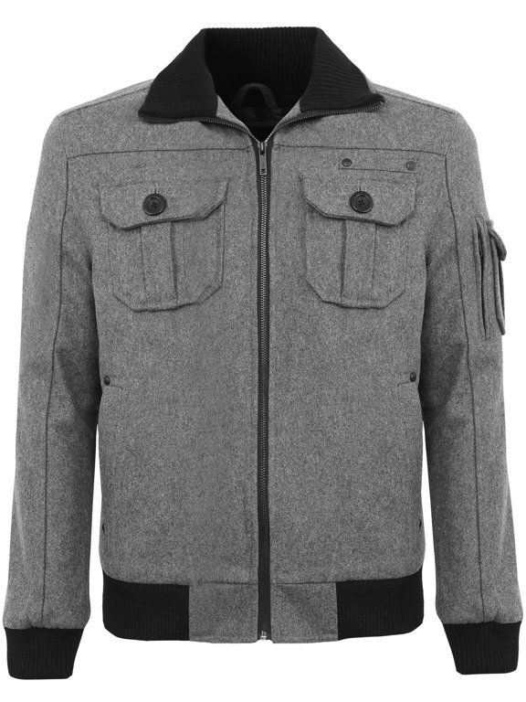 Mens Winter Military Commander Bomber Jacket with Two Front Pockets