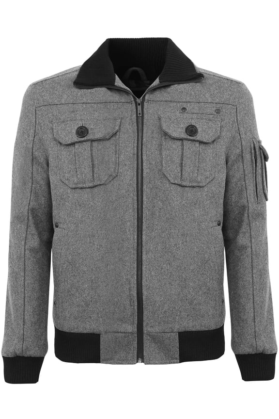 Mens Winter Military Commander Bomber Jacket with Two Front Pockets