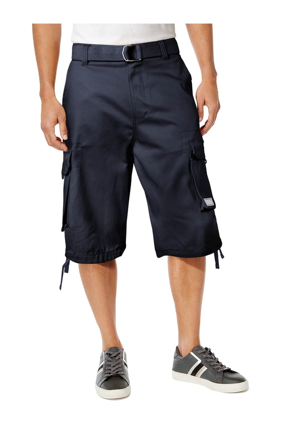 Pro Club Mens Cotton Twill Cargo Short Pants with Belt 30"-52"