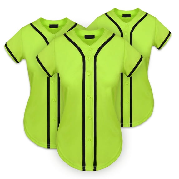 Ma Croix Women's Athletic Baseball Button Down Jersey 3-Pack