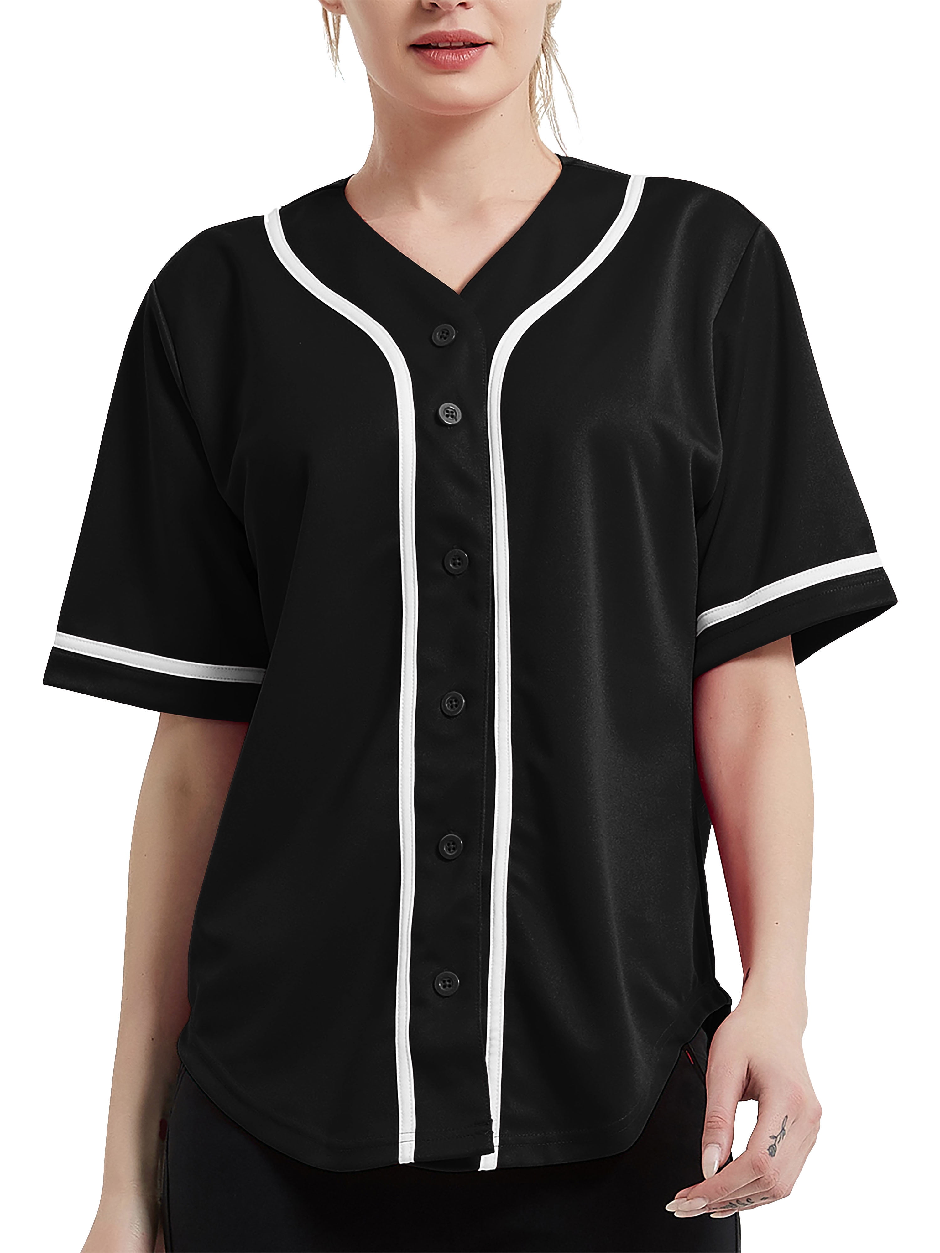 Ma Croix Mens Baseball Jersey Stripe T Shirts Plain Button Down