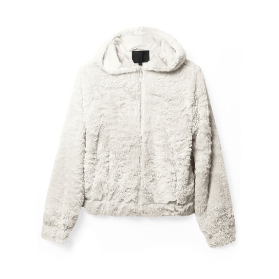 Ma Croix Women's Casual Faux Fur Hooded Jacket with Zipper Closure