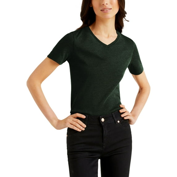 Ma Croix Women's Casual Fit Deep V-Neck Collar Short Sleeve Cute Spring Summer T Shirt