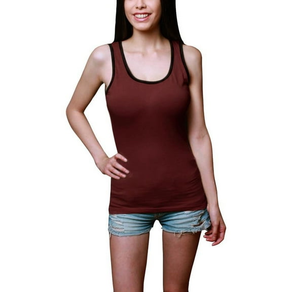 Ma Croix Women's Sleeveless Tee Shirts with Contrast Binding Classic Soft Workout Tank Top