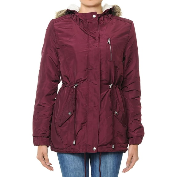 Ma Croix Womens Anorak Jacket Adjustable Fit Lightweight Military Sherpa Lined Cargo Parka Warm Windbreaker With Detachable Fur Hood