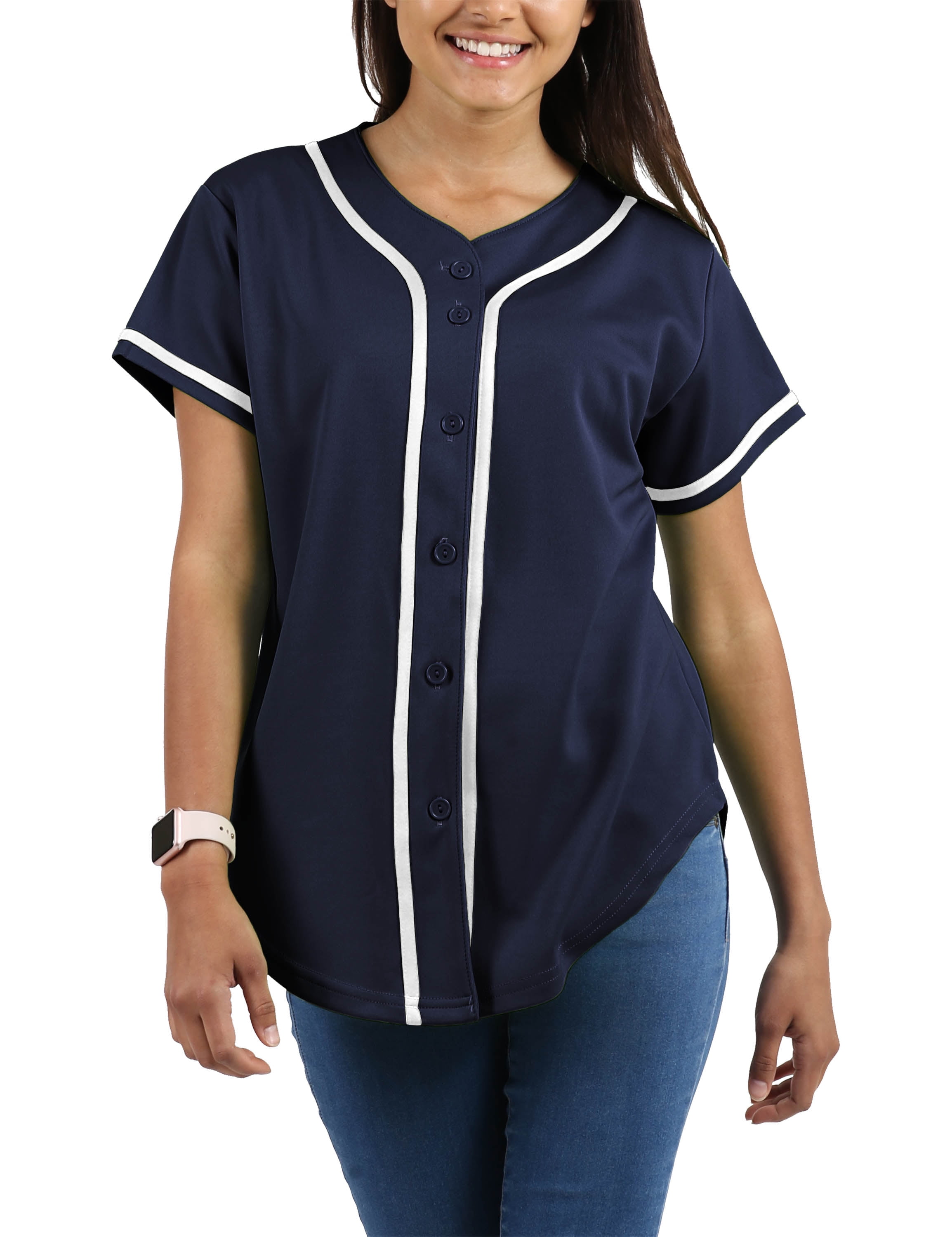 Buy Women Baseball Jersey Button Down Tee Short Sleeve Shirt Sports Uniform  Softball Jersey Active T-Shirt, White, Large at .in