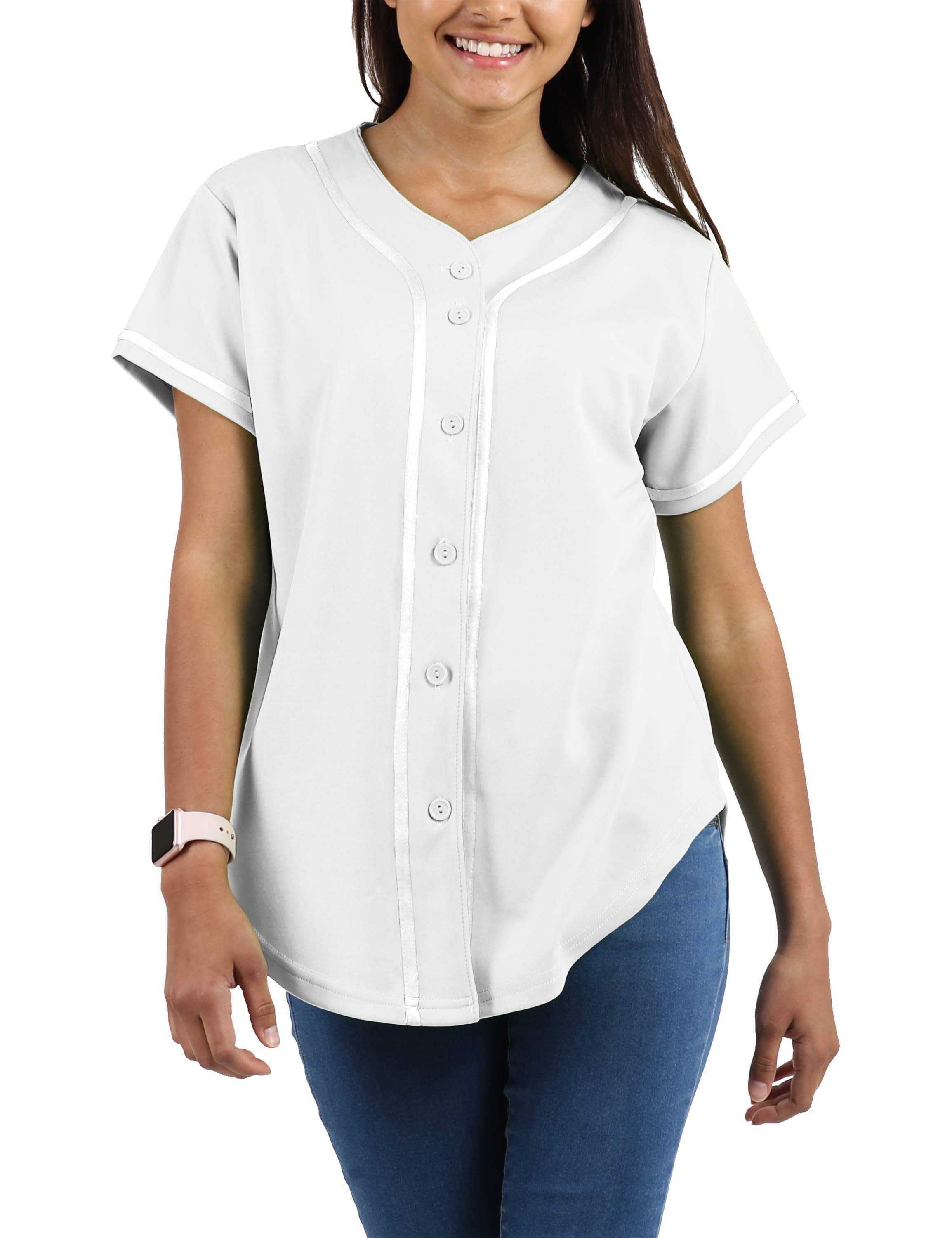 Ma Croix Womens Baseball Button Down Jersey Hip Hop Softball Athletic Short  Sleeve Tee Sportswear 