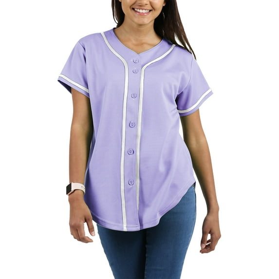 Ma Croix Womens Baseball Button Down Jersey Hip Hop Softball Athletic Short Sleeve Tee Sportswear