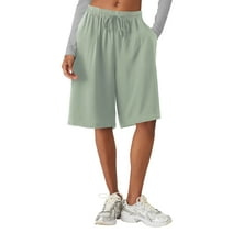 Ma Croix Womens Bermuda Shorts Long Comfy Linen Blend Short Summer Knee Length Lounge Casual