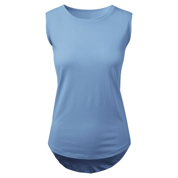 Ma Croix Womens Cotton Blend Tank Top Sleeveless Shirt-tail Round Bottom T-shirt Ultra Soft Handfeel