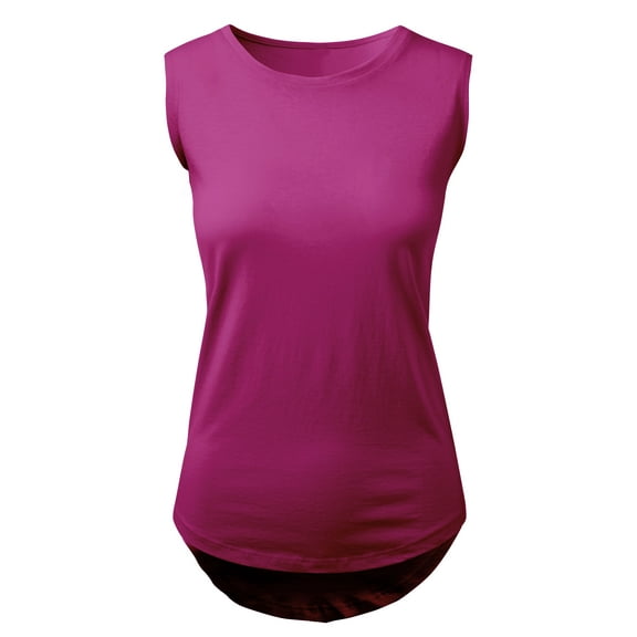 Ma Croix Womens Cotton Blend Tank Top Sleeveless Shirt-tail Round Bottom T-shirt Ultra Soft Handfeel