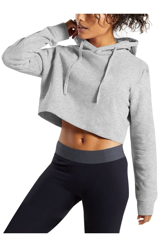 Womens Crop Top Hoodie Long Sleeve Casual Fleece Hooded Sweatshirt