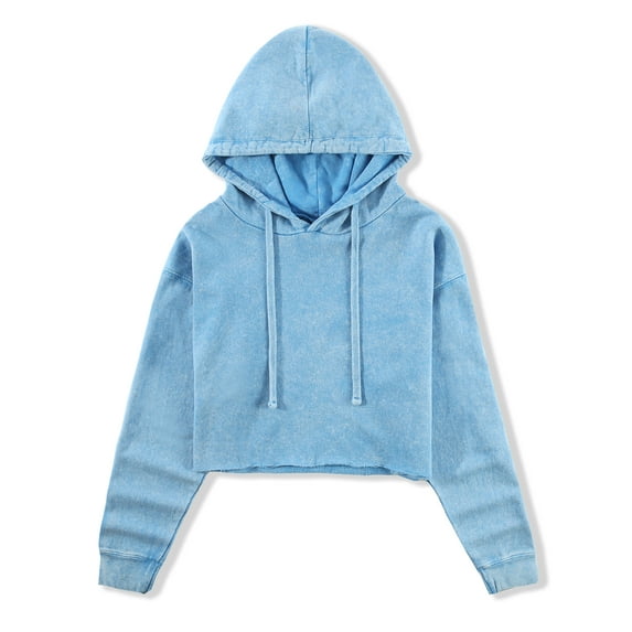 Ma Croix Womens Cropped Hoodie Casual Pullover Sweatshirt