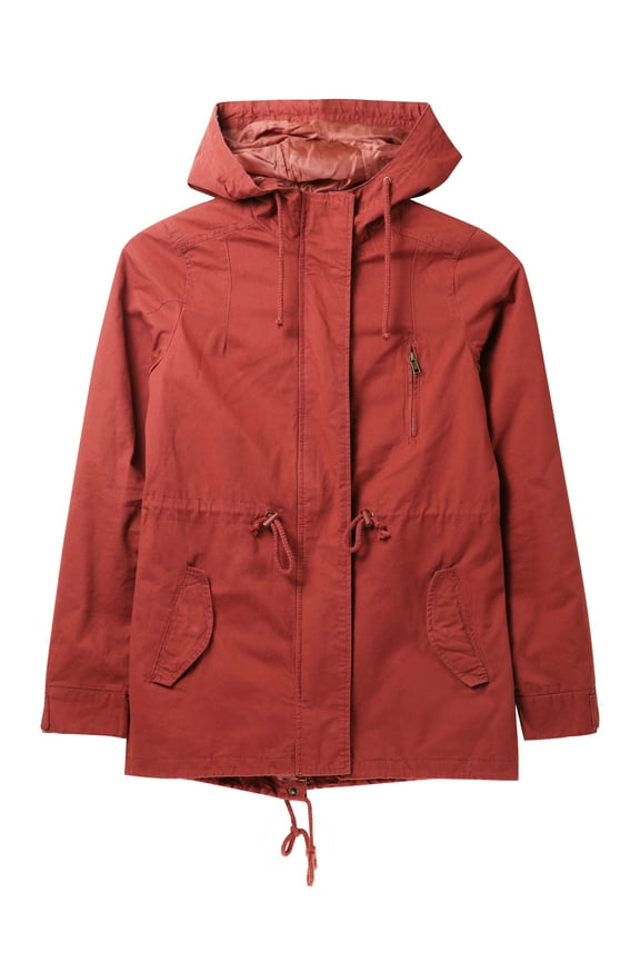 Womens Hooded Satin Lined Anorak Jacket Plus Size Safari Military Parka