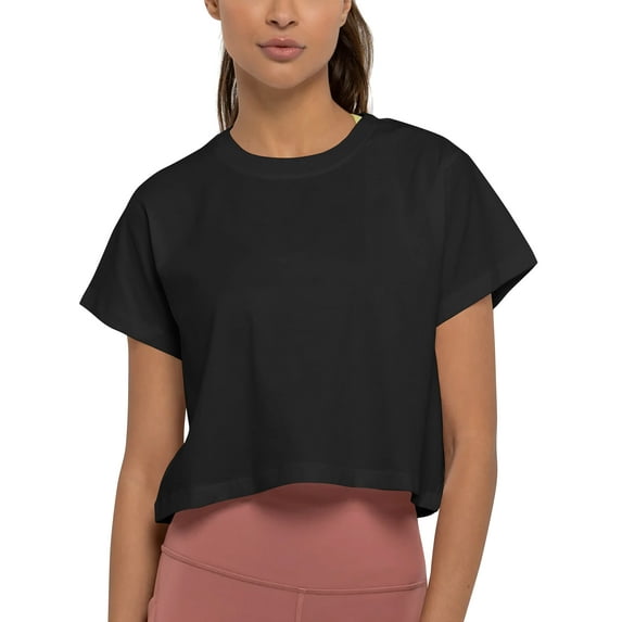 Ma Croix Womens Lightweight Active Waist Cut Crop Hemline Short Sleeve T Shirt