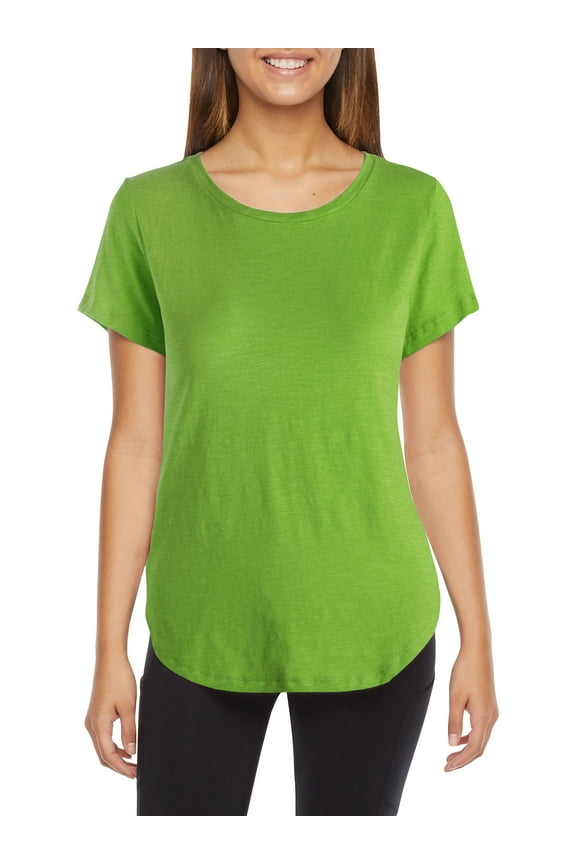 Womens Lightweight Hipster Round Bottom Short Sleeve Athletic Yoga Tunic T Shirt