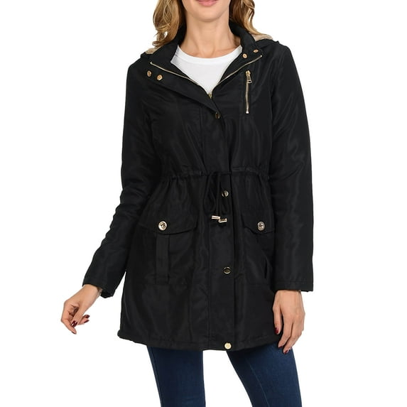 Ma Croix Womens Lightweight Parka Fur Lined Coat Hooded Anorak Jacket