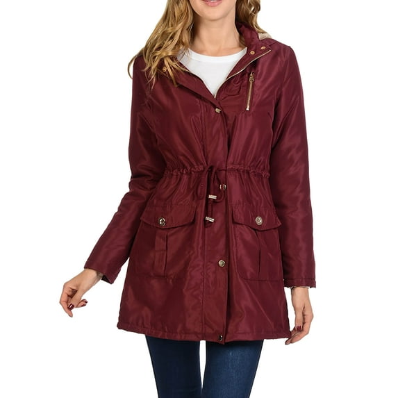 Ma Croix Womens Lightweight Parka Fur Lined Coat Hooded Anorak Jacket