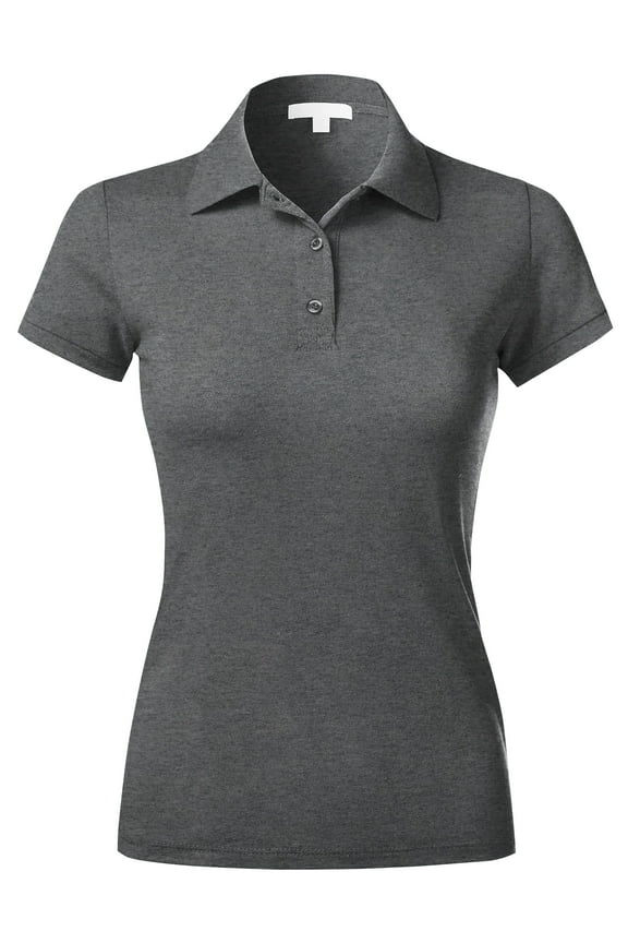 Womens Pique Polo Shirts Dry Comfort Slim Fit Casual Short Sleeve Top
