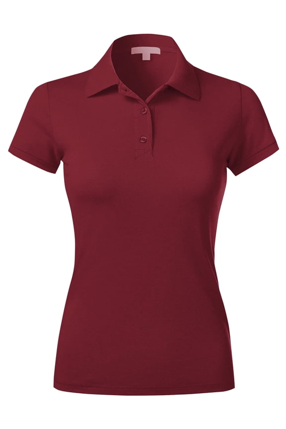 Womens Polo Shirts Slim Pique Comfort Dry Short Sleeve Uniform Golf Top