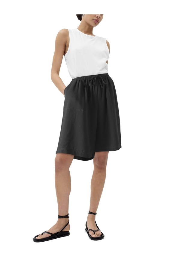 Womens Premium Bermuda Shorts Long Comfy Linen Blend Shorts Summer Knee Length Lounge Short