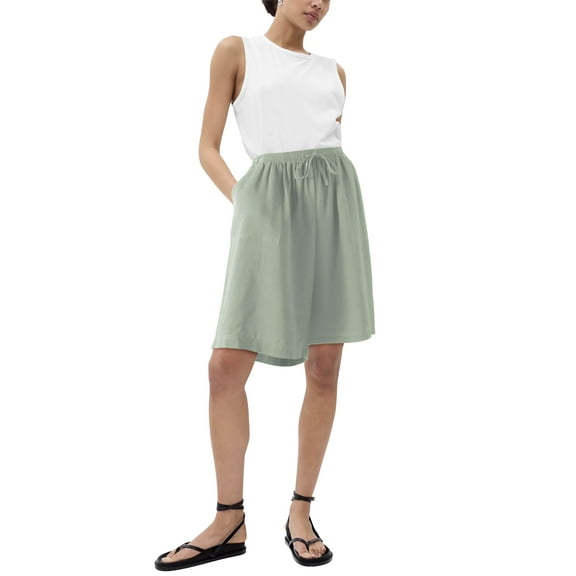 Ma Croix Womens Premium Bermuda Shorts Long Comfy Linen Blend Shorts Summer Knee Length Lounge Short