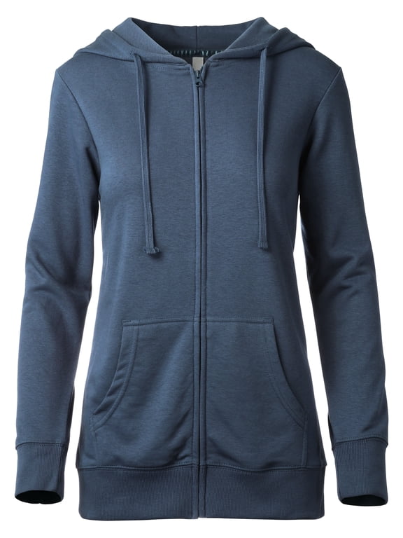 Womens Premium French Terry Zip Up Hoodie Cotton Face Hooded Sweatshirts