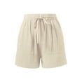 thumbnail image 1 of Ma Croix Womens Premium Linen Shorts with Drawstring Pocket Details Comfy Elastic Waist Pull-On Shorts, 1 of 5